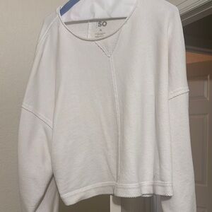 SO White Cropped Crewneck Sweatshirt